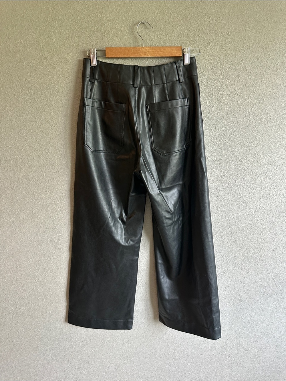 Anthropologie Maeve Black The Colette Cropped Vegan Leather Pants 26 - Picture 7 of 15